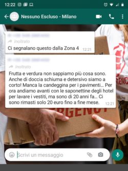 Chat Whatsapp di richiesta aiuto